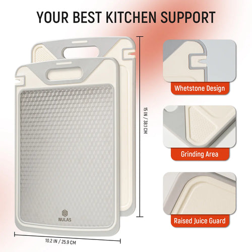 Dual-Sided Anti-Mold Titanium Alloy Cutting Board, Raw & Cooked Separate Design with Juice Groove & Garlic Grinding Zone
