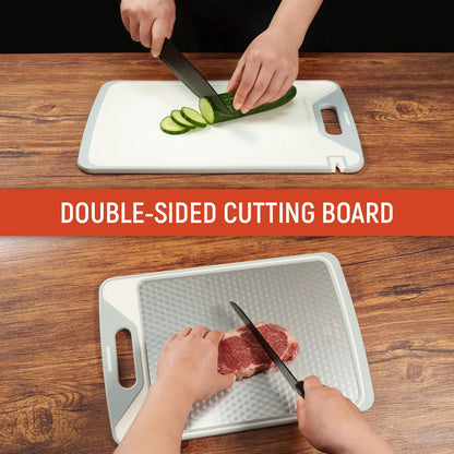 Dual-Sided Anti-Mold Titanium Alloy Cutting Board, Raw & Cooked Separate Design with Juice Groove & Garlic Grinding Zone