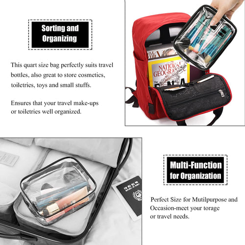 3-Piece Clear Toiletry Bag Set