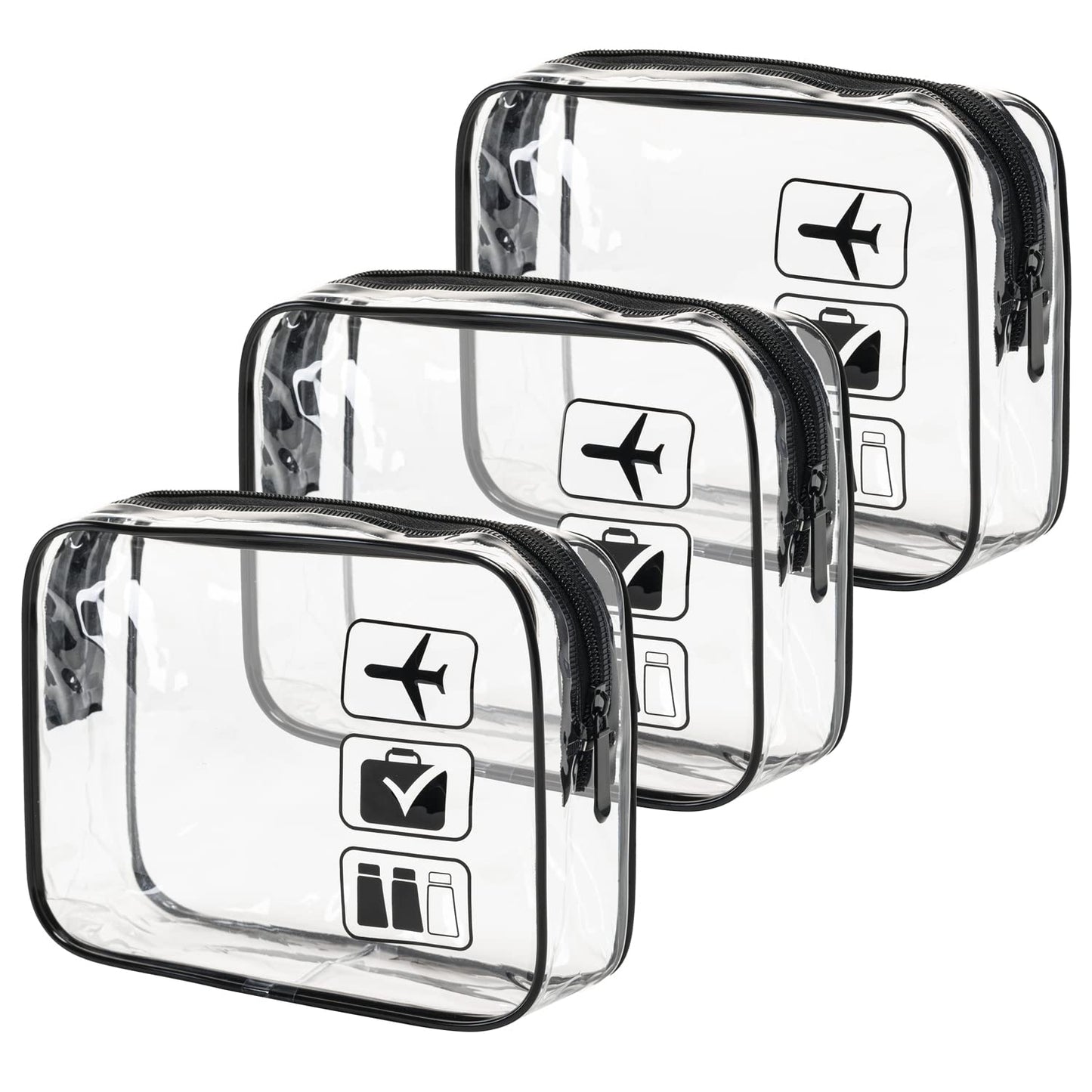 3-Piece Clear Toiletry Bag Set