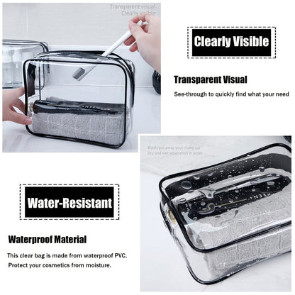 3-Piece Clear Toiletry Bag Set